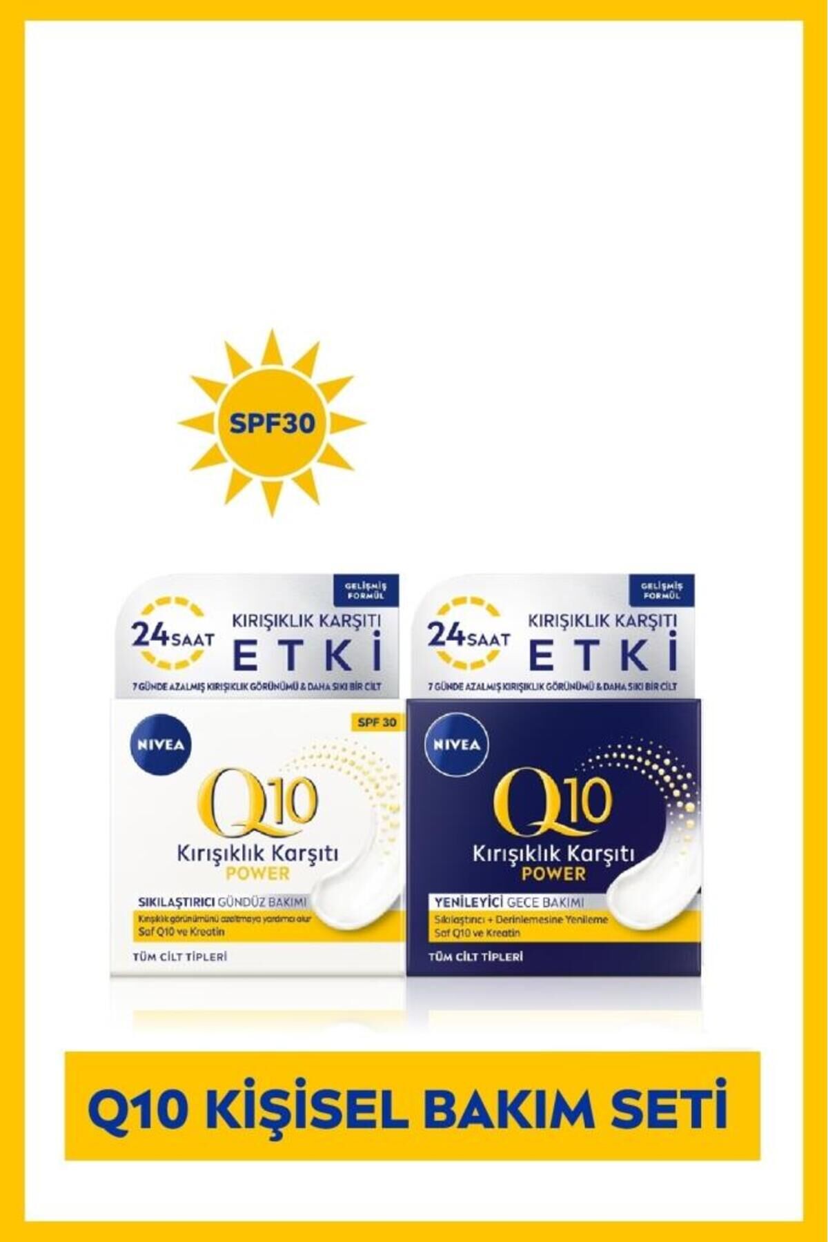 NIVEA Q10 Power Kırışıklık Karşıtı Gündüz Bakım Kremi SPF30 50ml Ve Q10 Power Gece Bakım Kremi 50ml