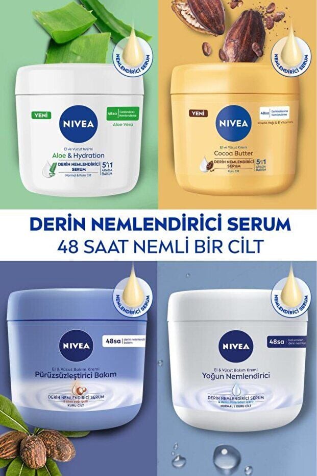 NIVEA Pürüzsüzleştirici Nemlendirici El Ve Vücut Bakım Kremi 400 ml