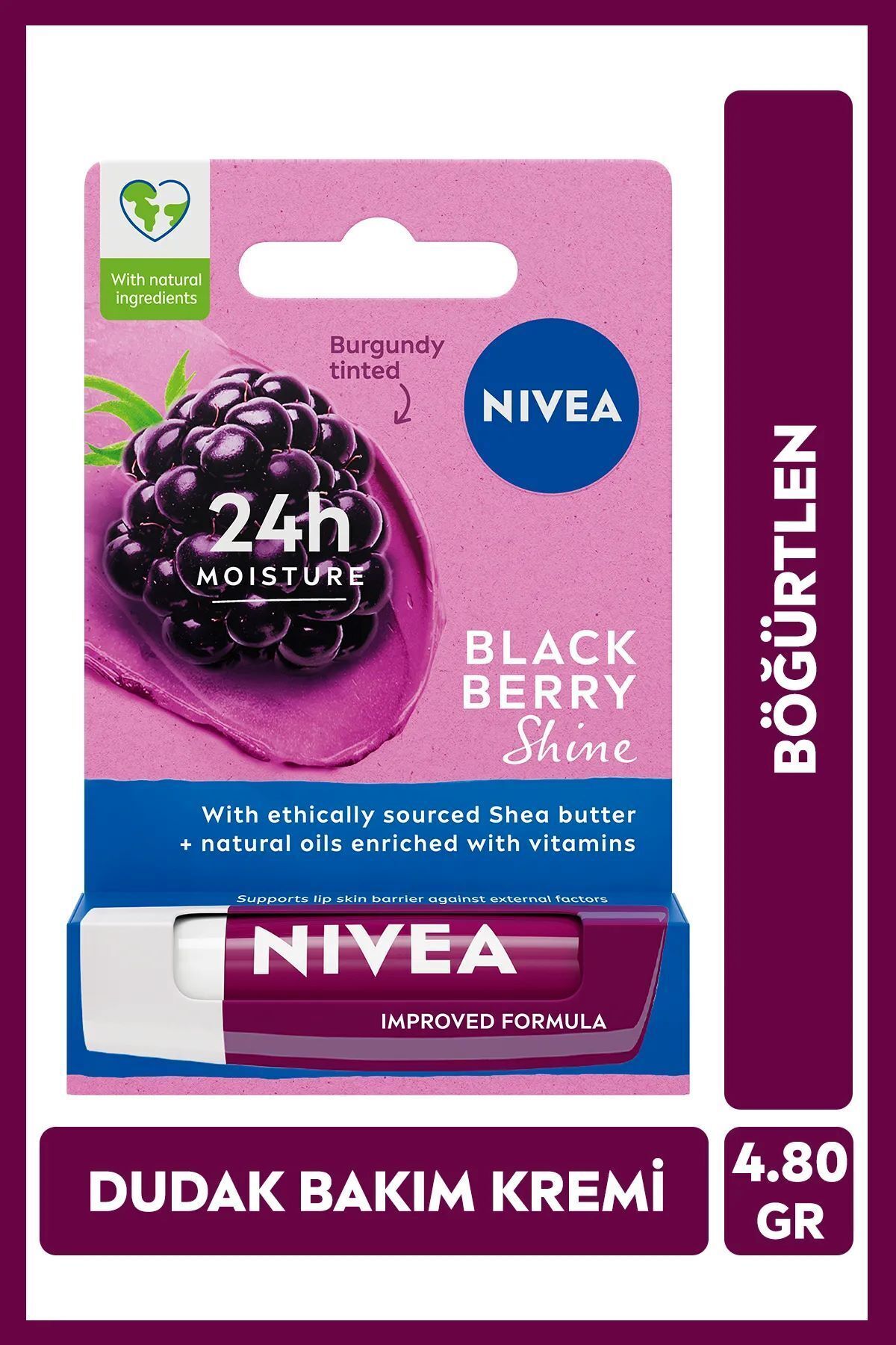 NIVEA Böğürtlen Dudak Bakım Kremi ve Parlatıcısı 4,8 g