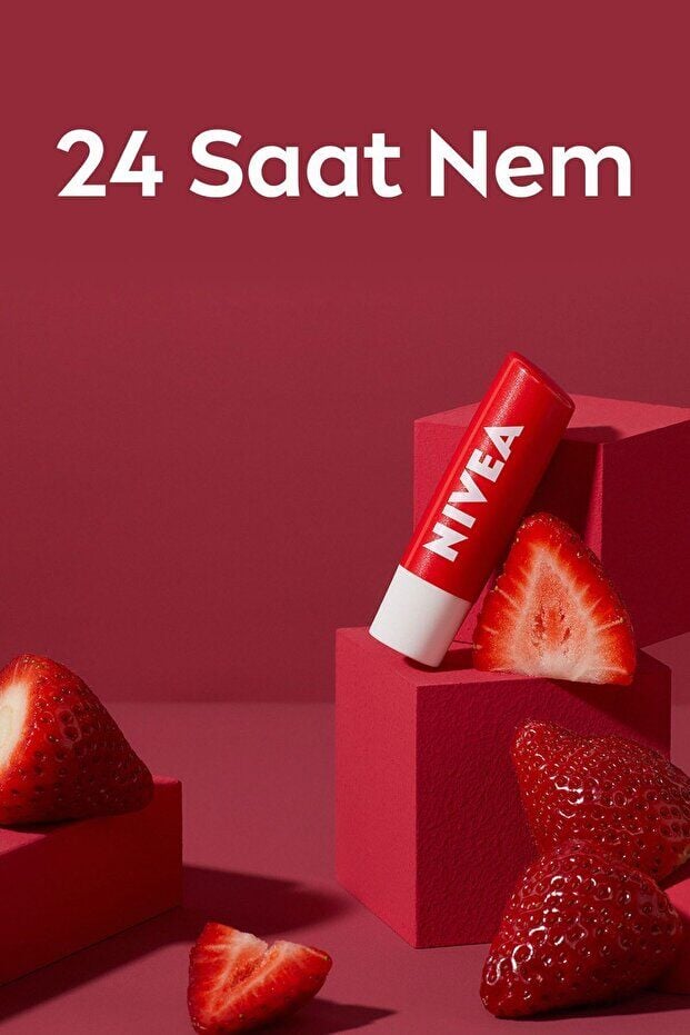 NIVEA Çilek Renkli Dudak Bakım Kremi ve Parlatıcısı 4.8g