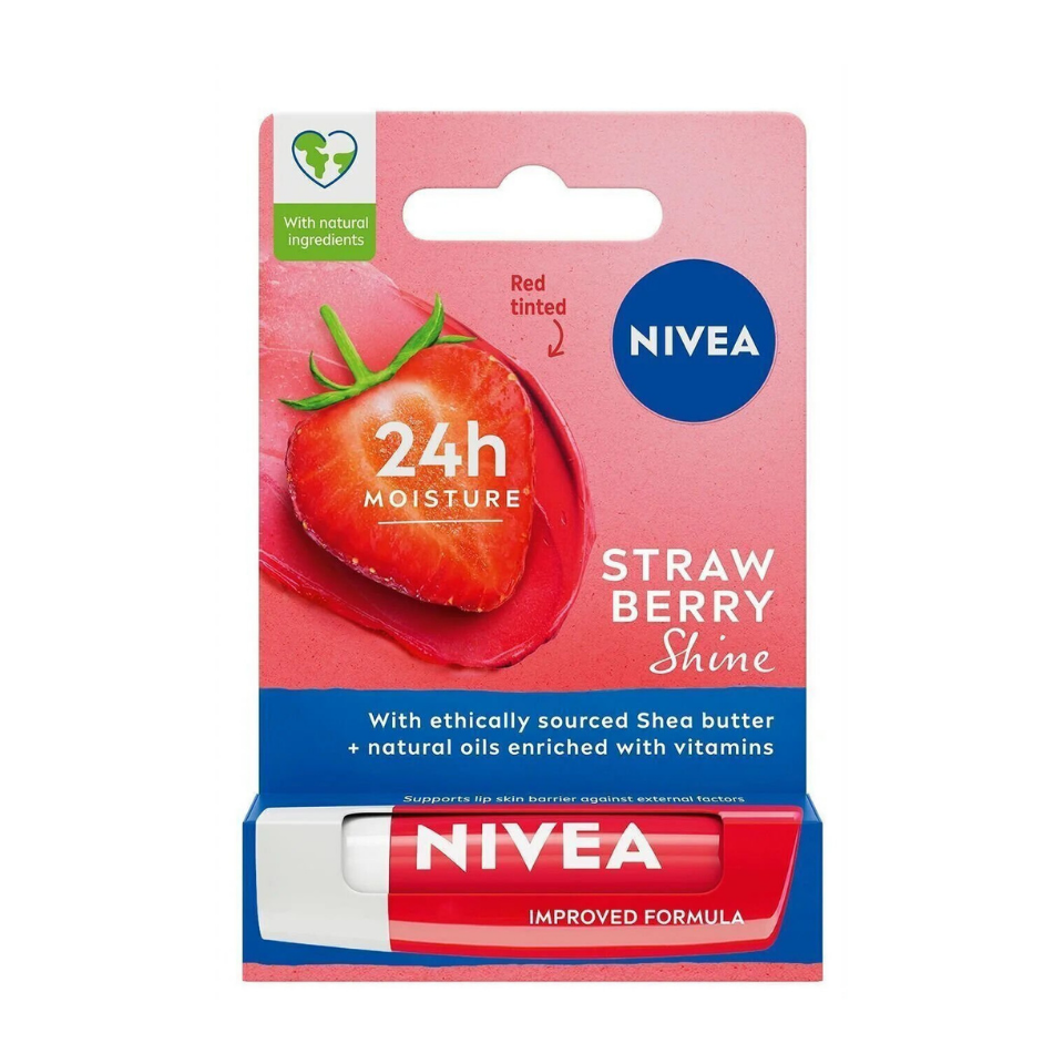 NIVEA Çilek Renkli Dudak Bakım Kremi ve Parlatıcısı 4.8g