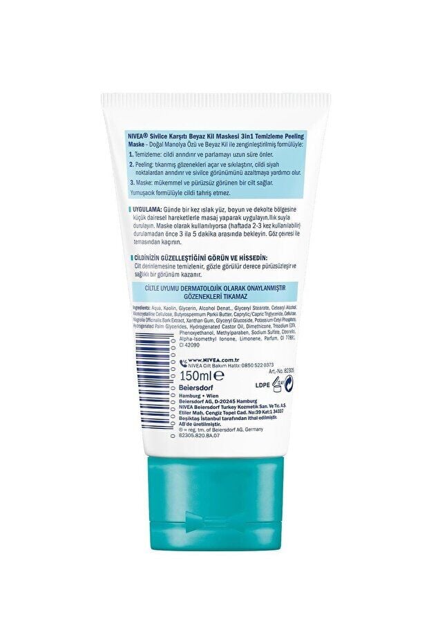 NIVEA Sivilce Karşıtı Beyaz Kil Maskesi 150 ml,Gözenek ve Siyah Nokta Arındırıcı,Tüm Cilt Tipleri