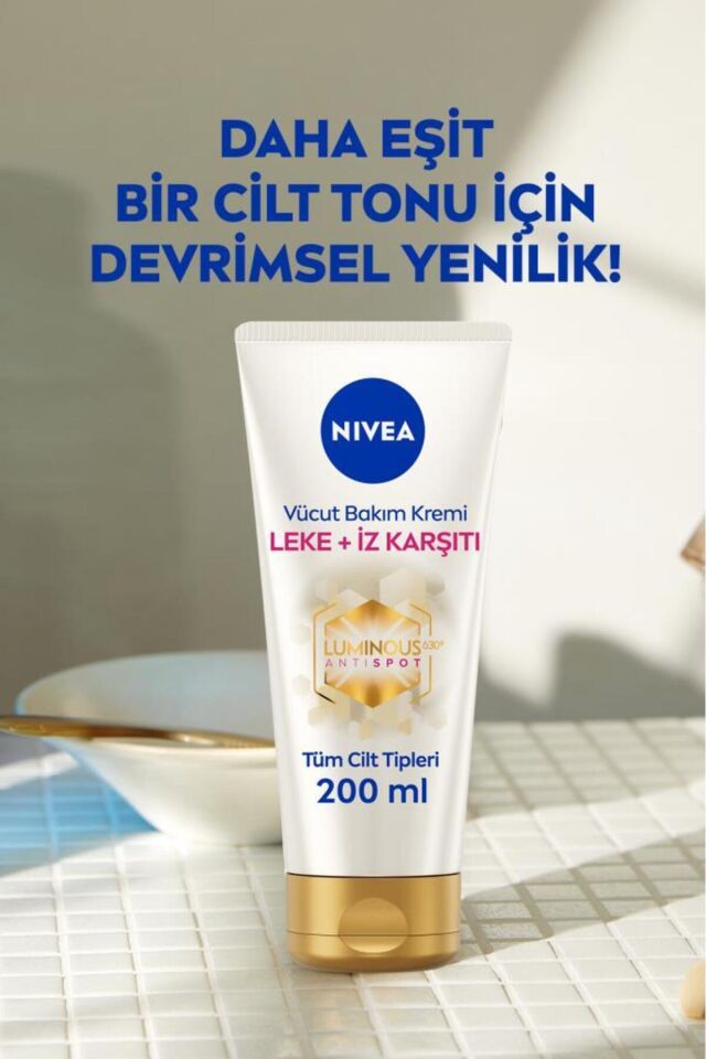 NIVEA Luminous630 Leke Ve İz Karşıtı Vücut Bakım Kremi 200ml, Güneş Lekesi ve Çatlak Karşıtı, Nemlendirici
