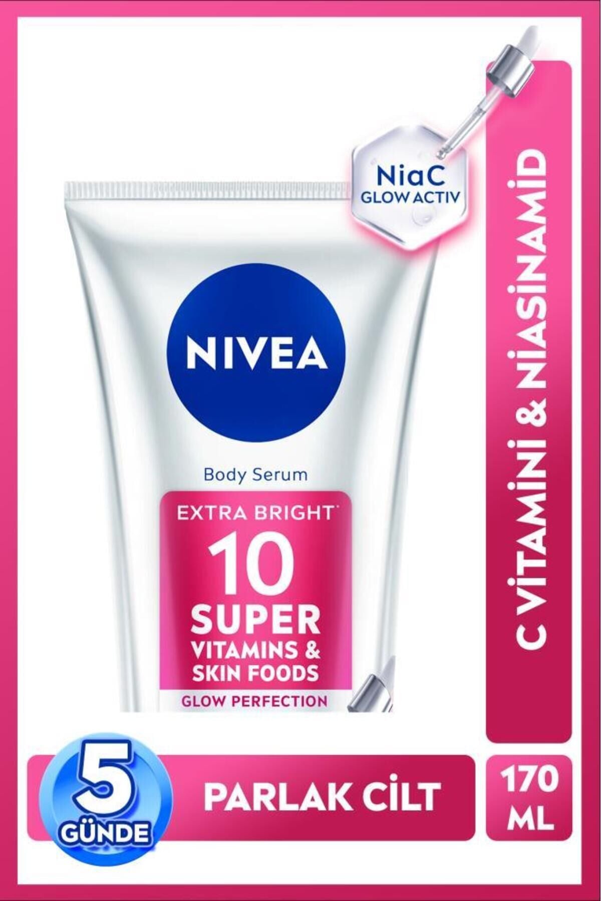 NIVEA Super10 Serum Etkili Vücut Losyonu SPF15 170 ml,Aydınlatıcı,Nemlendirici,C Vitamini,Niasinamid