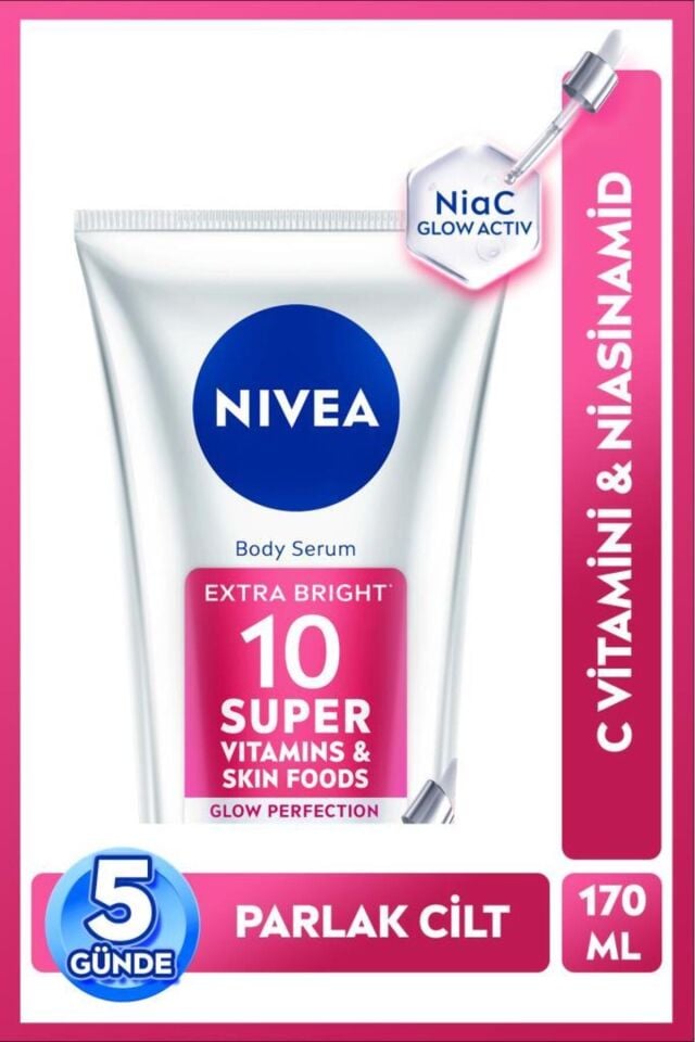 NIVEA Super10 Serum Etkili Vücut Losyonu SPF15 170 ml,Aydınlatıcı,Nemlendirici,C Vitamini,Niasinamid