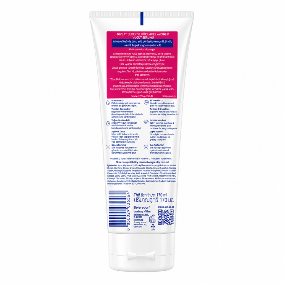 NIVEA Super10 Serum Etkili Vücut Losyonu SPF15 170 ml