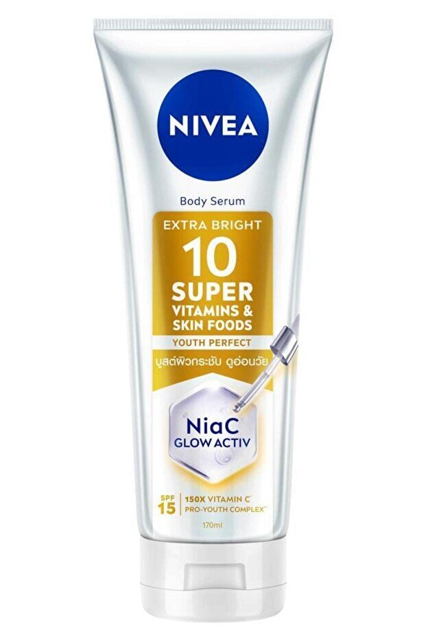 NIVEA Super10 Serum Etkili Vücut Losyonu SPF15 170 ml,Aydınlatıcı,Sıkılaştırıcı,Nemlendirici,C Vitamini