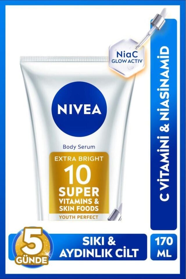 NIVEA Super10 Serum Etkili Vücut Losyonu SPF15 170 ml,Aydınlatıcı,Sıkılaştırıcı,Nemlendirici,C Vitamini