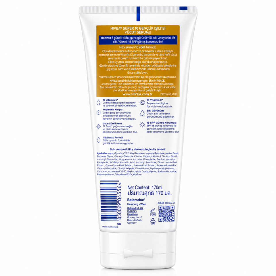 NIVEA Super10 Serum Etkili Vücut Losyonu SPF15 170 ml