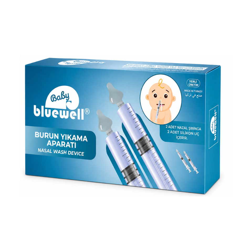 BLUEWELL 2'li Şırıngalı Bebek Burun Yıkama Enjektörü + Aspiratör Temizleme Aparatı