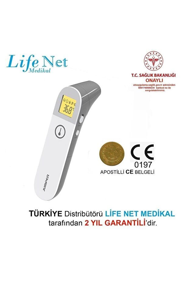 Jumper Temassız Ateş Ölçer Alından Ve Kulaktan Jpd-fr410 Beyaz-gri
