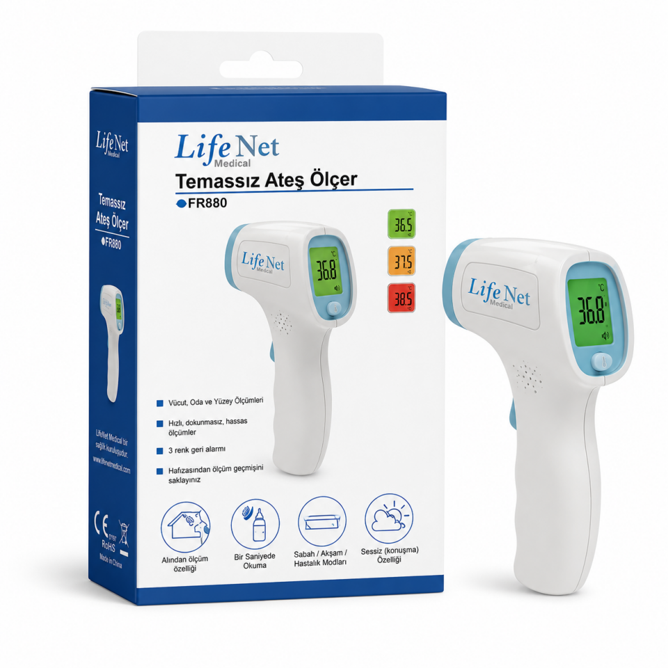 Life Net FR880 Vücut Ve Alından Kızıl Ötesi Temassız Ateş Ölçer