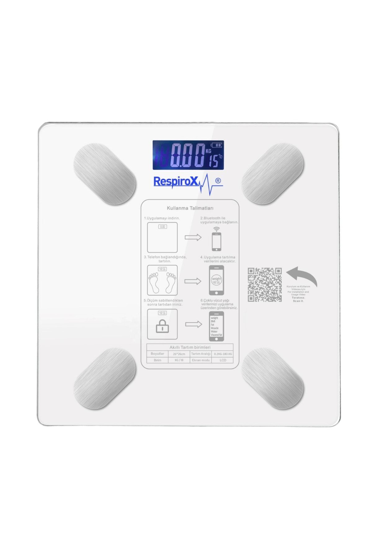 Respirox Bl-2601 Bluetoothlu Akıllı Tartı