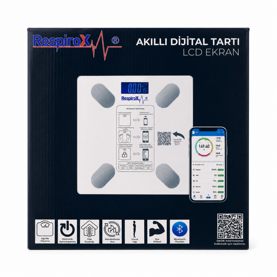 Respirox Bl-2601 Bluetoothlu Akıllı Tartı