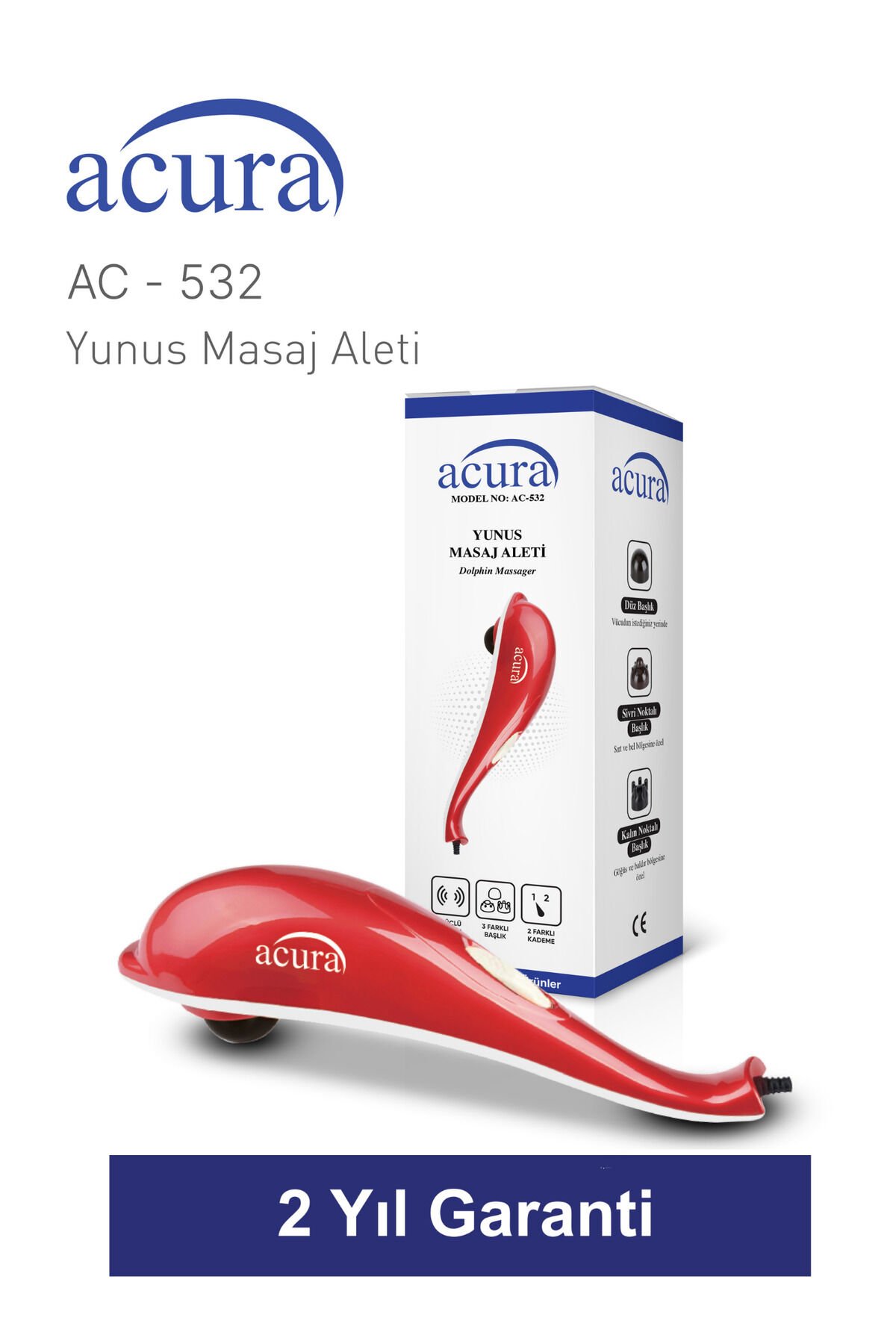 Acura AC-532 3 Başlıklı Profesyonel Yunus Masaj Aleti