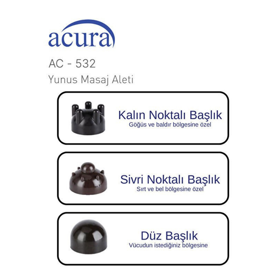 Acura AC-532 3 Başlıklı Profesyonel Yunus Masaj Aleti