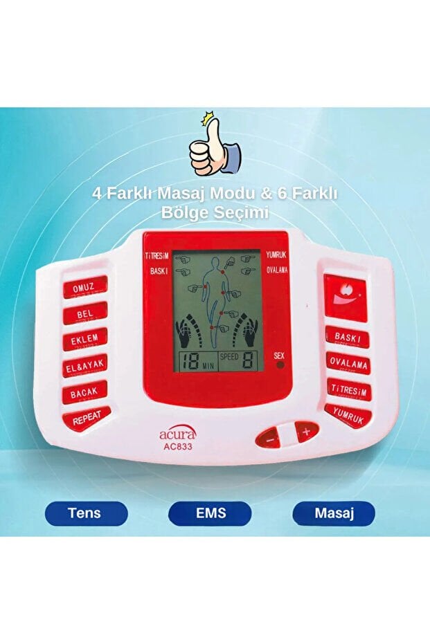 Acura Ac-833 Ultra 16 Pedli, Terlikli Tens & Masaj Cihazı