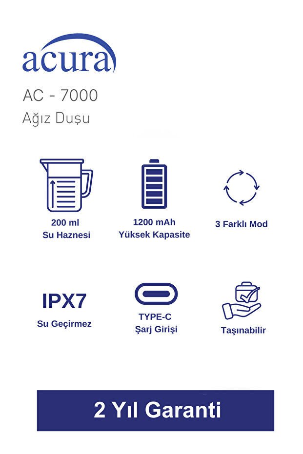 Acura AC-7000 Şarjlı 4 Başlıklı Ağız Duşu