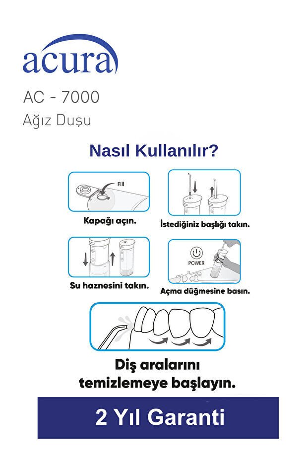 Acura AC-7000 Şarjlı 4 Başlıklı Ağız Duşu
