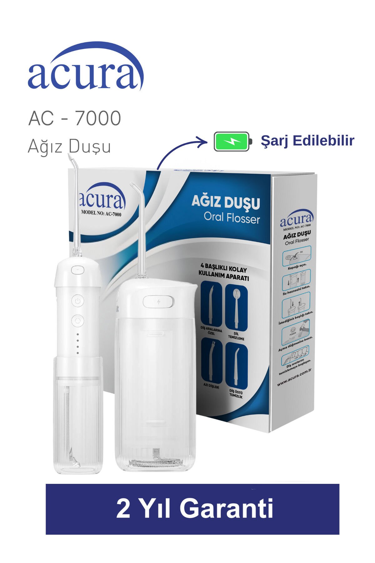 Acura AC-7000 Şarjlı 4 Başlıklı Ağız Duşu