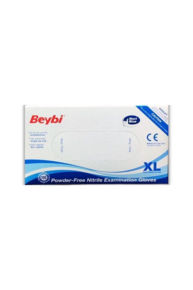 Beybi mavi nitril muayene eldiveni XL BEDEN