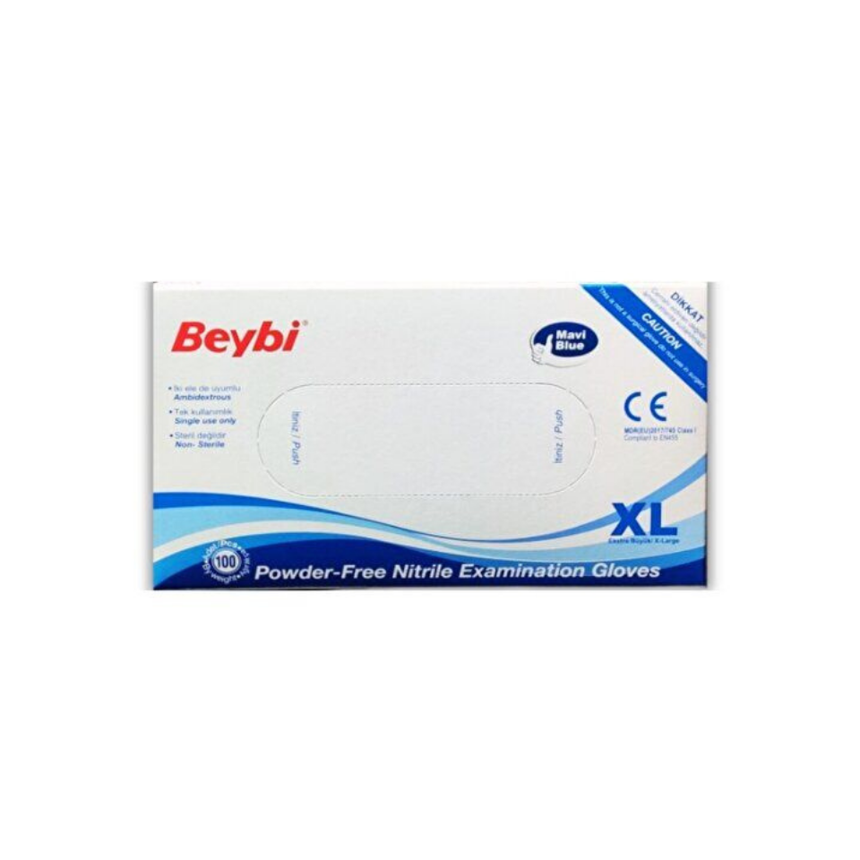 Beybi Mavi Nitril Muayene Eldiveni XL Beden