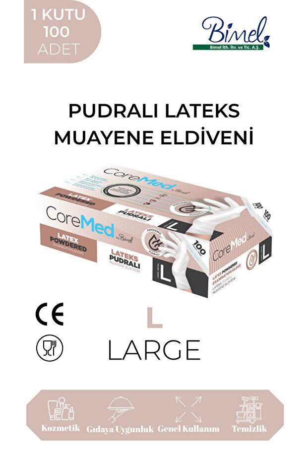 COREMED LATEKS PUDRALI MUAYENE ELDİVENİ L-1 PAKET 100'LÜ