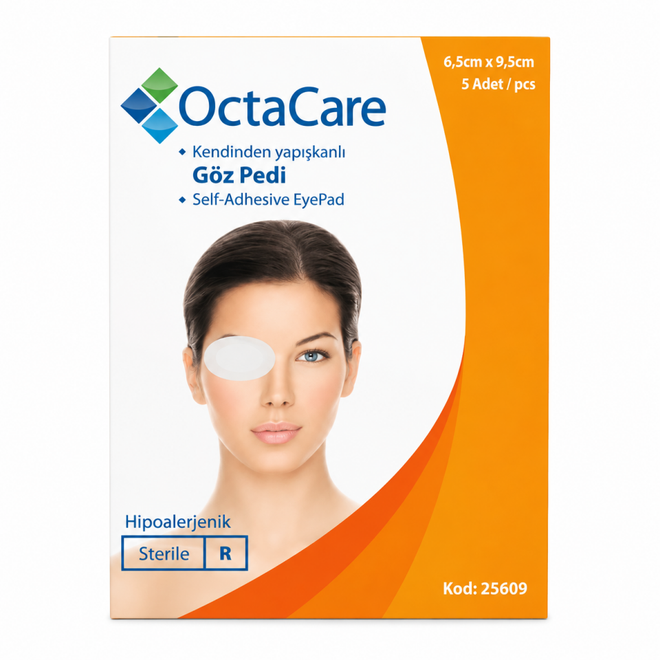 OCTACARE YETİŞKİN YAPIŞKANLI STERİL GÖZ PEDİ 5Lİ PAKET 6,5X9,5CM