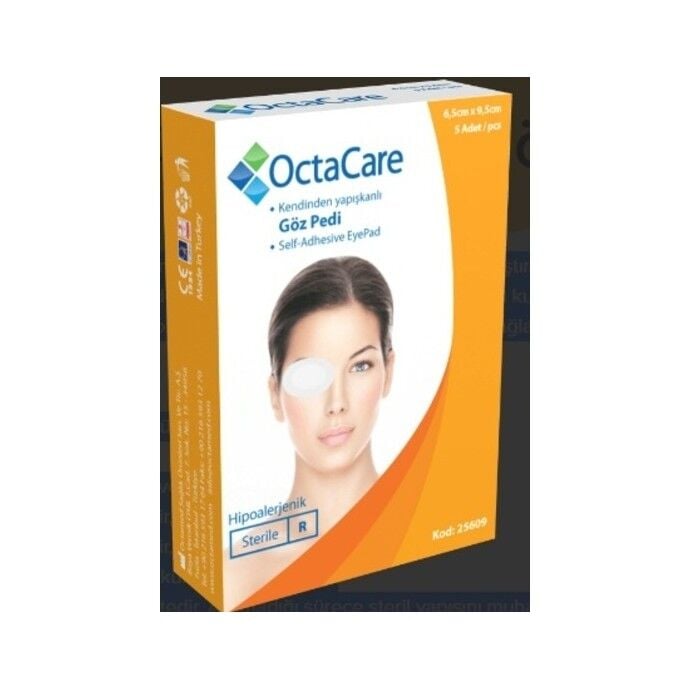 OCTACARE YETİŞKİN YAPIŞKANLI STERİL GÖZ PEDİ 5Lİ PAKET 6,5X9,5CM