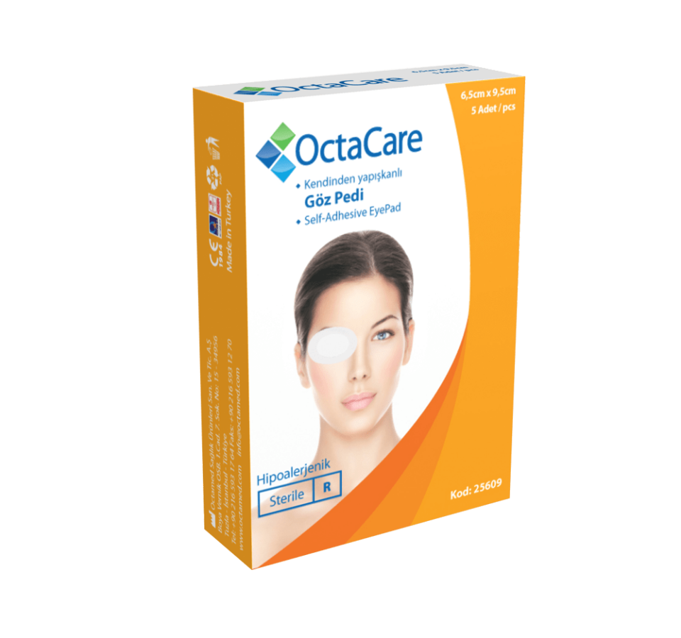 OCTACARE YETİŞKİN YAPIŞKANLI STERİL GÖZ PEDİ 5Lİ PAKET 6,5X9,5CM
