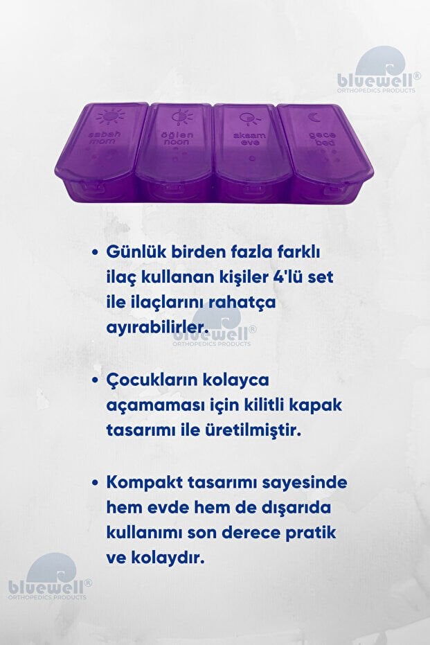 BLUEWELL Haftalık İlaç Kutusu – Günlük Bölmeli, Taşınabilir Saklama Kutusu, İlaç Organizeri