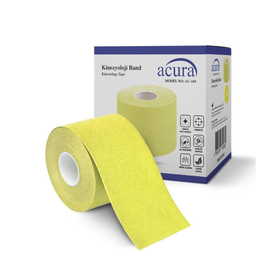 Acura Ac-150 Hipoalerjenik Kinesyo Tape Ağrı Bandı 5m X 5cm Sarı Renk