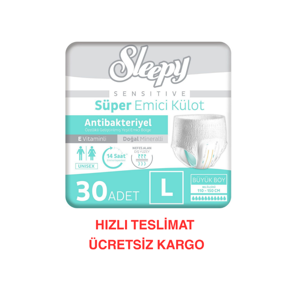 Sleepy Sensitive Antibakteriyel Emici Külot Large 30 Adet