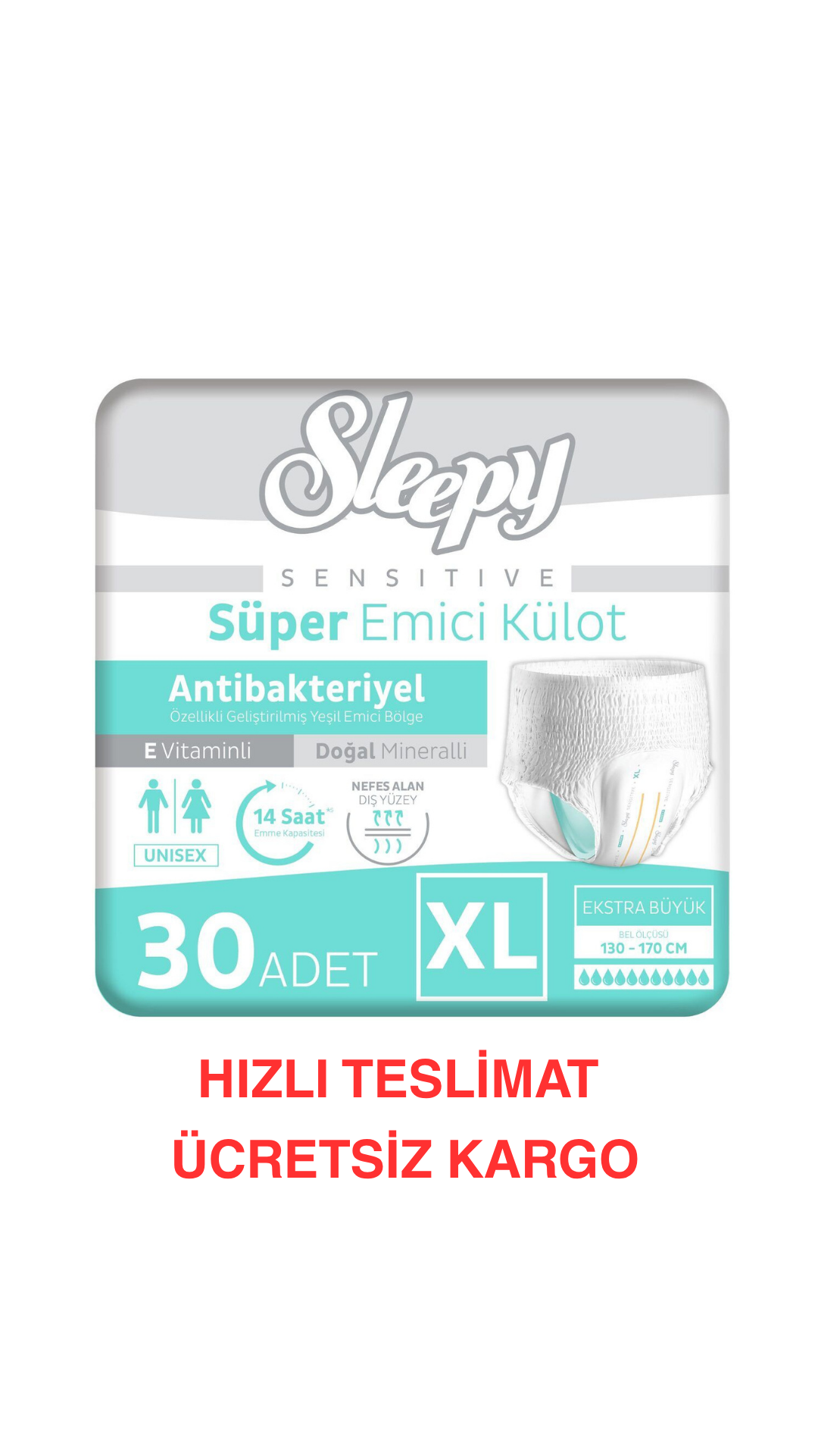 Sleepy Sensitive Antibakteriyel Emici Külot Xlarge 30 Adet Maksimum Emicilik & Maksimum Konfor