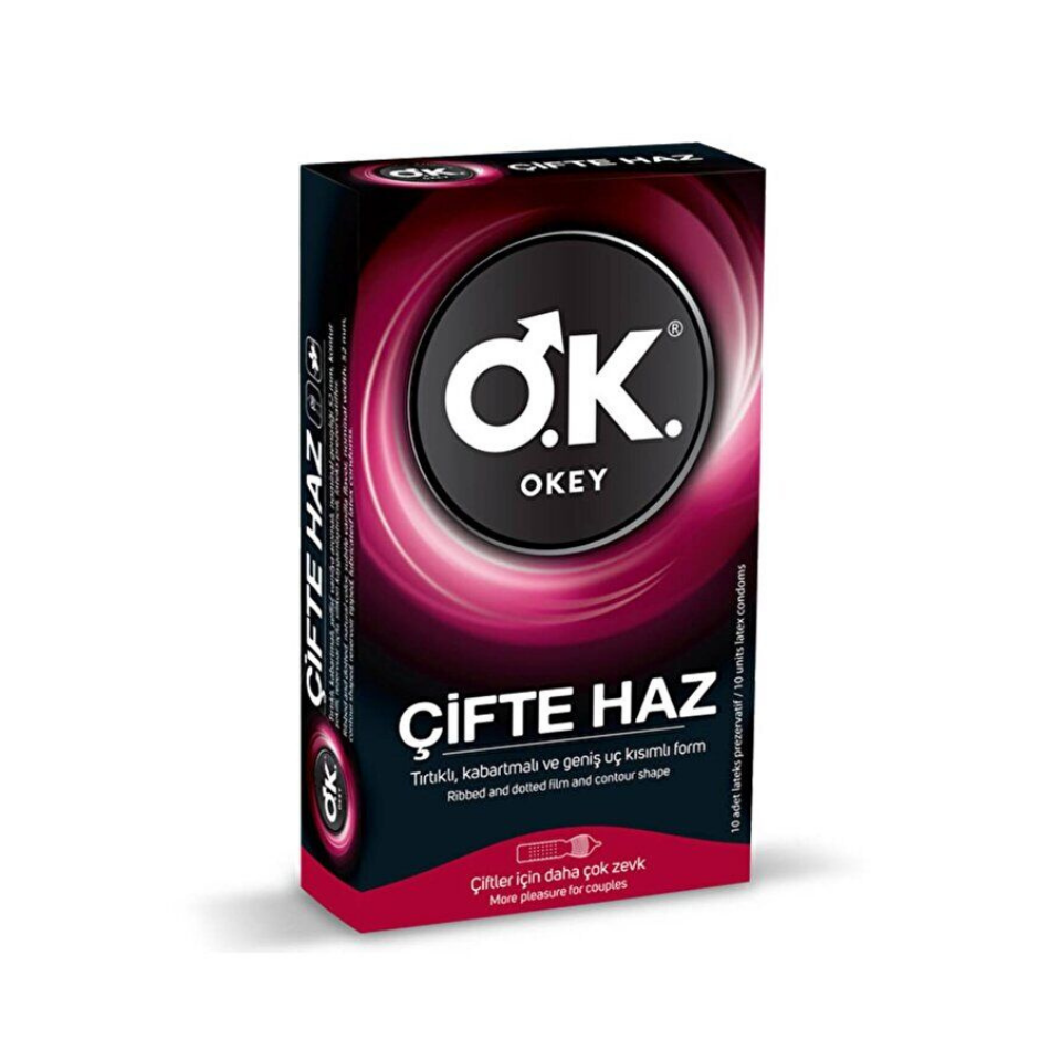 Okey Çifte Haz Tırtıklı Prezervatif 10'lu