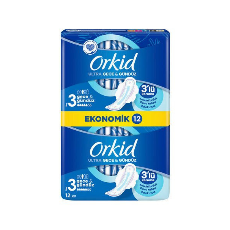 Orkid Ultra Extra Hijyenik Ped Gece Ekonomik Paket 12 Ped
