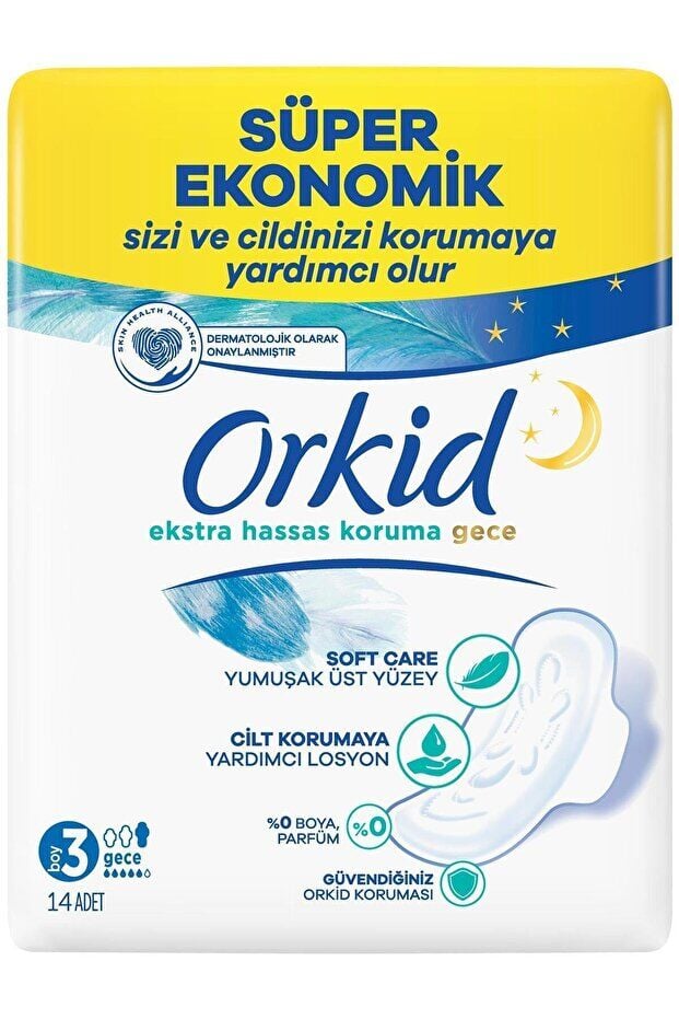 Orkid Extra Hassas Koruma Süper Ekonomik Gece 14'lü