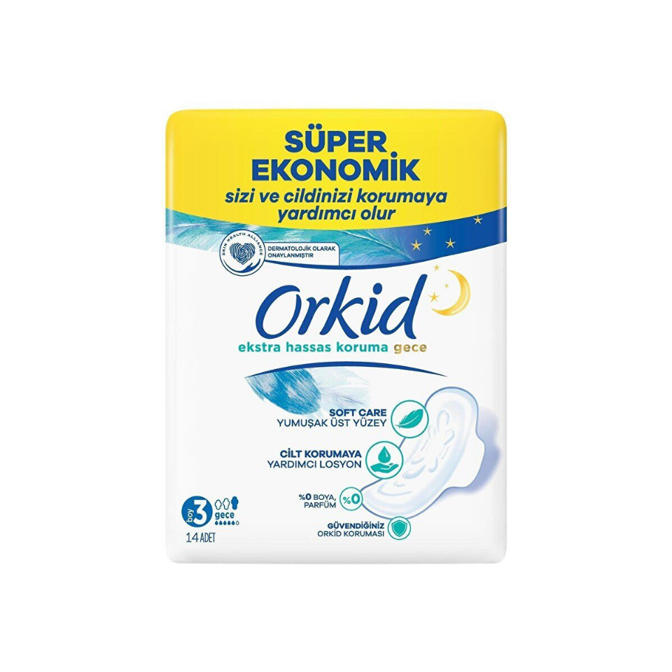 Orkid Extra Hassas Koruma Süper Ekonomik Gece 14'lü