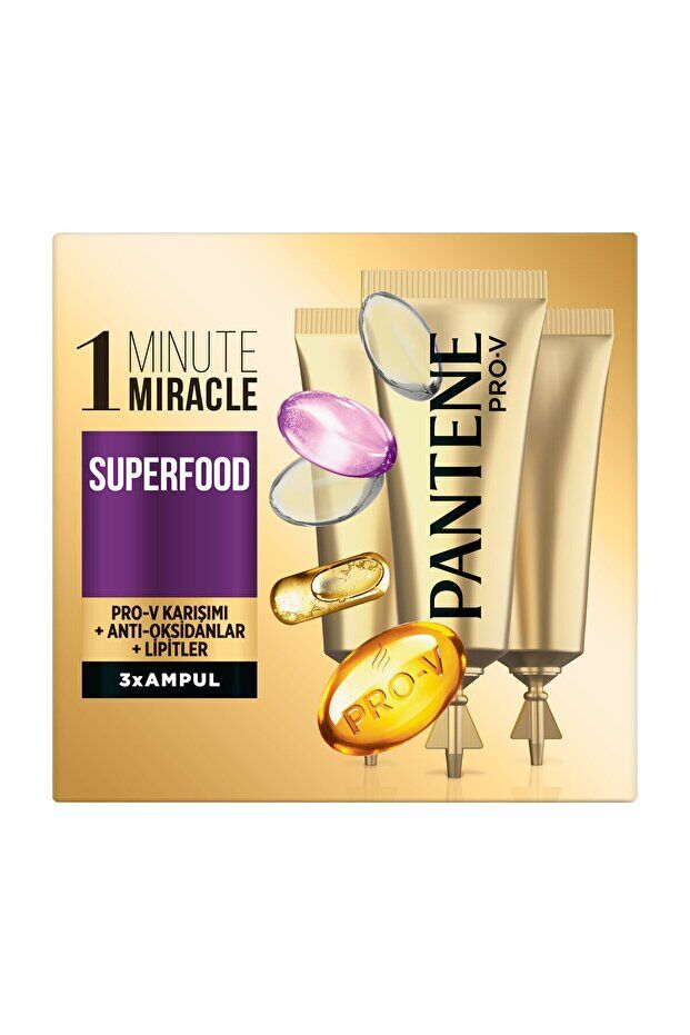 Pantene Ampul 1 Dakikada Mucize Superfood 3x15ml