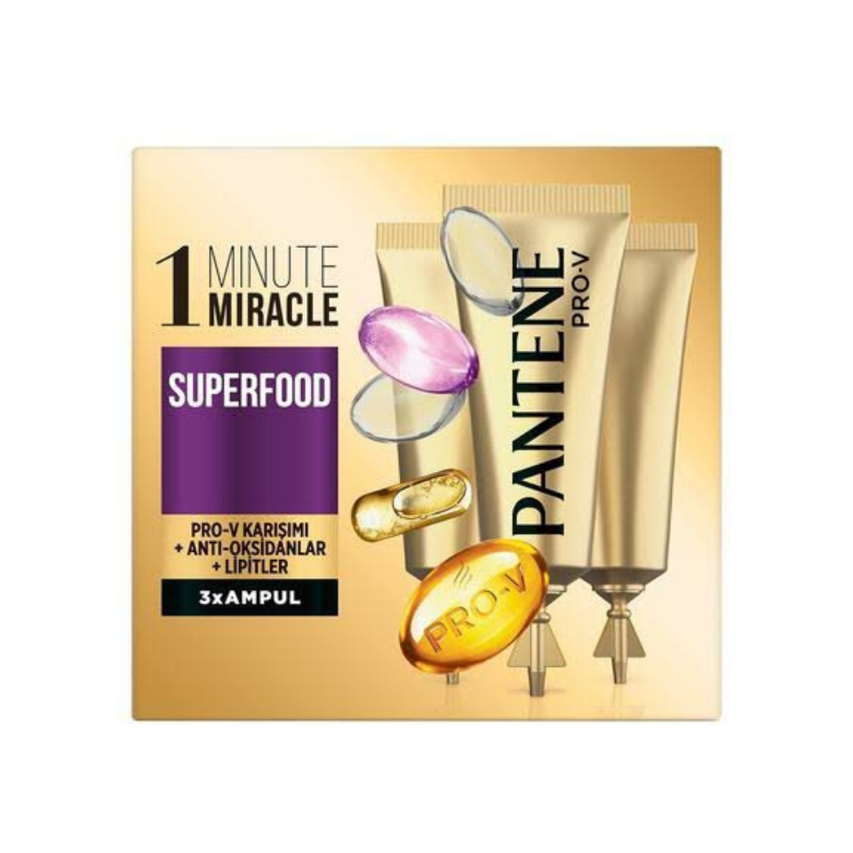 Pantene Ampul 1 Dakikada Mucize Superfood 3x15ml