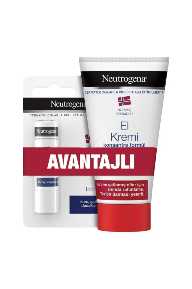 Neutrogena Parfümsüz El Kremi 75 Ml + Besleyici Dudak Nemlendirici 4.8gr