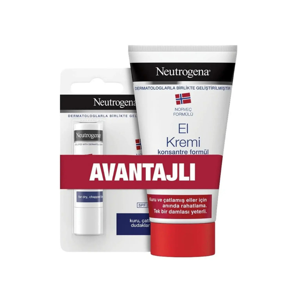 Neutrogena Parfümsüz El Kremi 75 Ml + Besleyici Dudak Nemlendirici 4.8gr