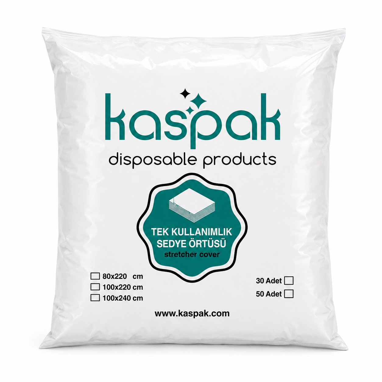Kaspak Tek Kullanımlık Sedye Örtüsü 80X220 50 Adet