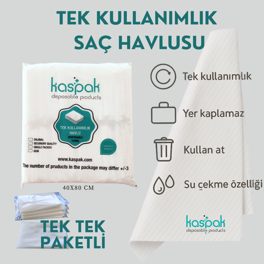TEK KULLANIMLIK HAVLU- 40*80- 100 ADET- TEK TEK PAKETLİ