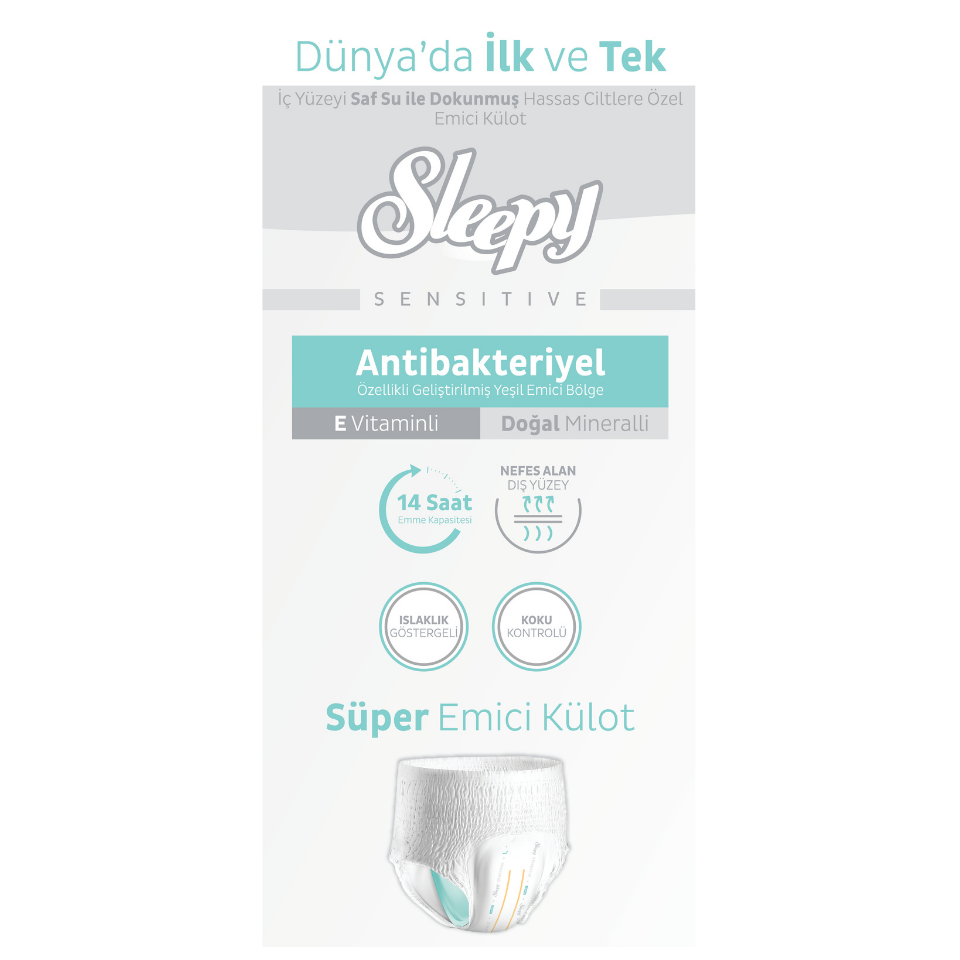 Sleepy Sensitive Antibakteriyel Emici Külot Large 30X4 120 Adet