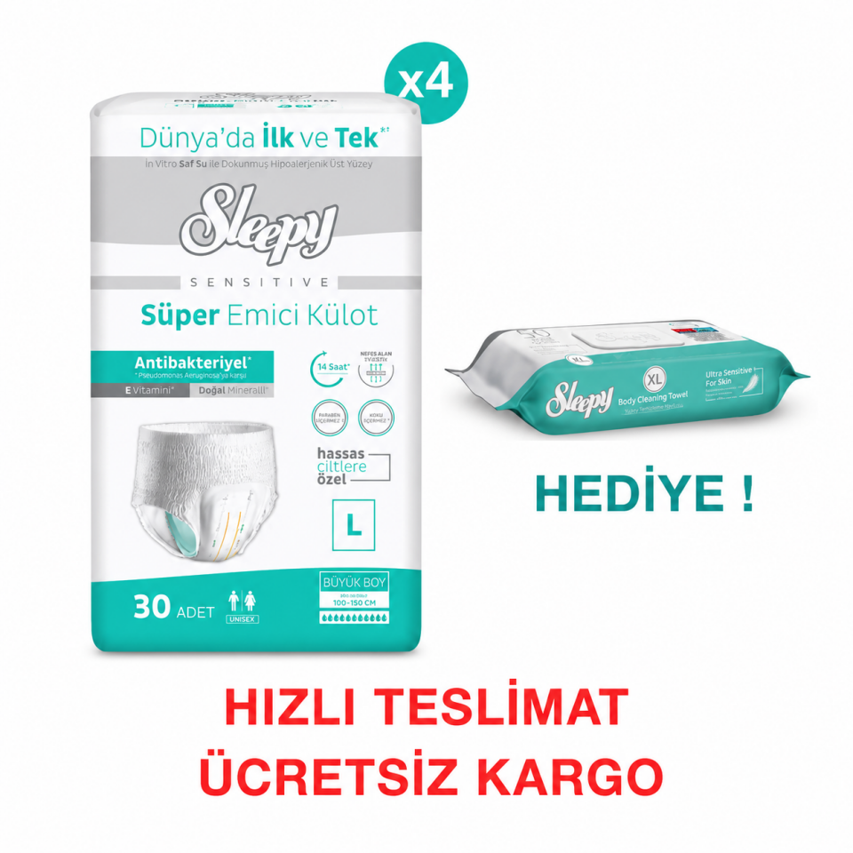 Sleepy Sensitive Antibakteriyel Emici Külot Large 30X4 120 Adet