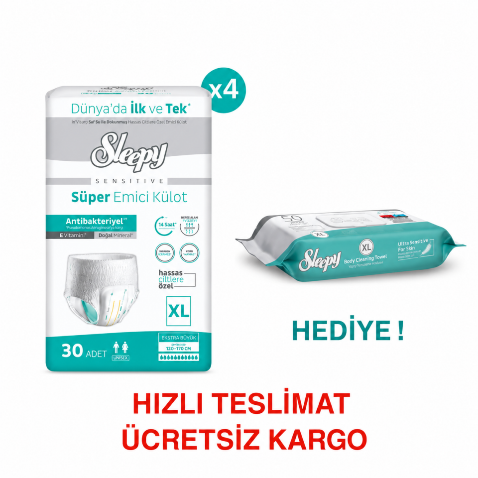 Sleepy Sensitive Antibakteriyel Emici Külot Xlarge 30X4 120 Adet