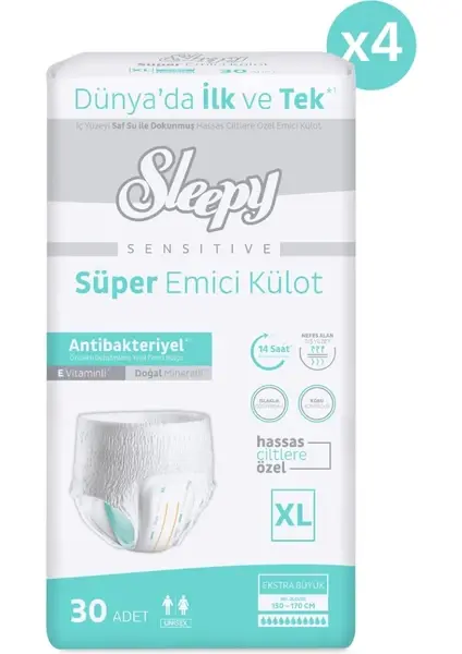 Sleepy Sensitive Antibakteriyel Emici Külot Xlarge 30X4 120 Adet