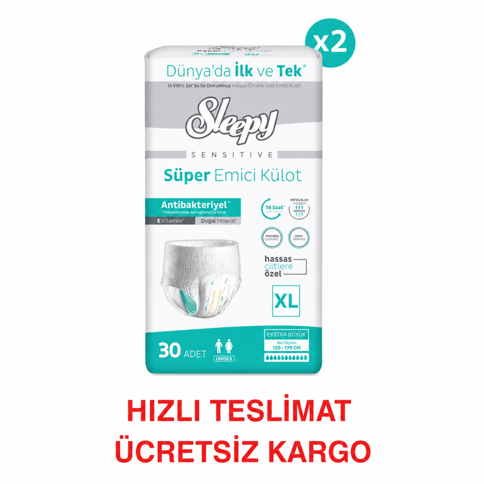 Sleepy Sensitive Antibakteriyel Emici Külot Xlarge 30X2 60 Adet