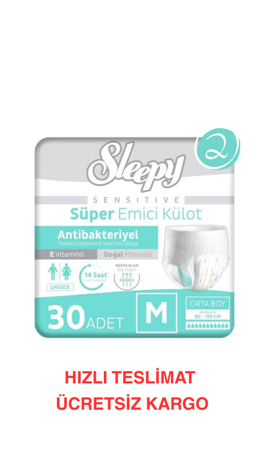 Sleepy Sensitive Antibakteriyel Emici Külot Medium 30X2 60 Adet